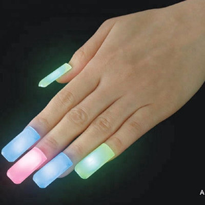 Novelty Light Up Finger Nail in Assorted Colors for Night Club Occasion 10*30*10mm